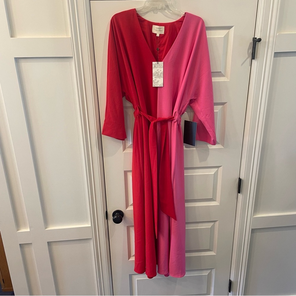 Tuckernuck Two-Tone Red and Hot Pink Maxi Dress - Picture 2 of 4